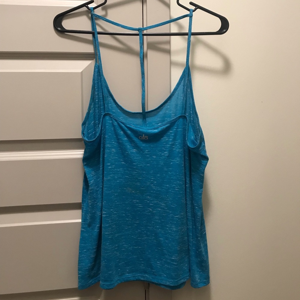 Alo Yoga Strappy Heather Blue Tank Sz L